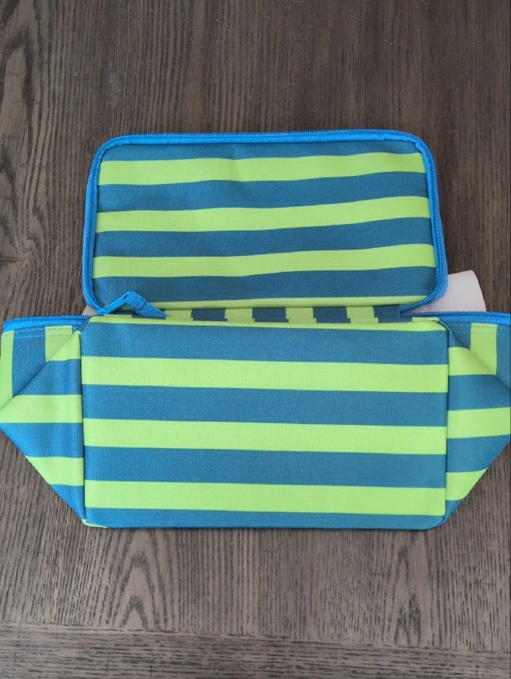 NWT Trader Joe's Striped Mini Insulated Bag - Blue & Green